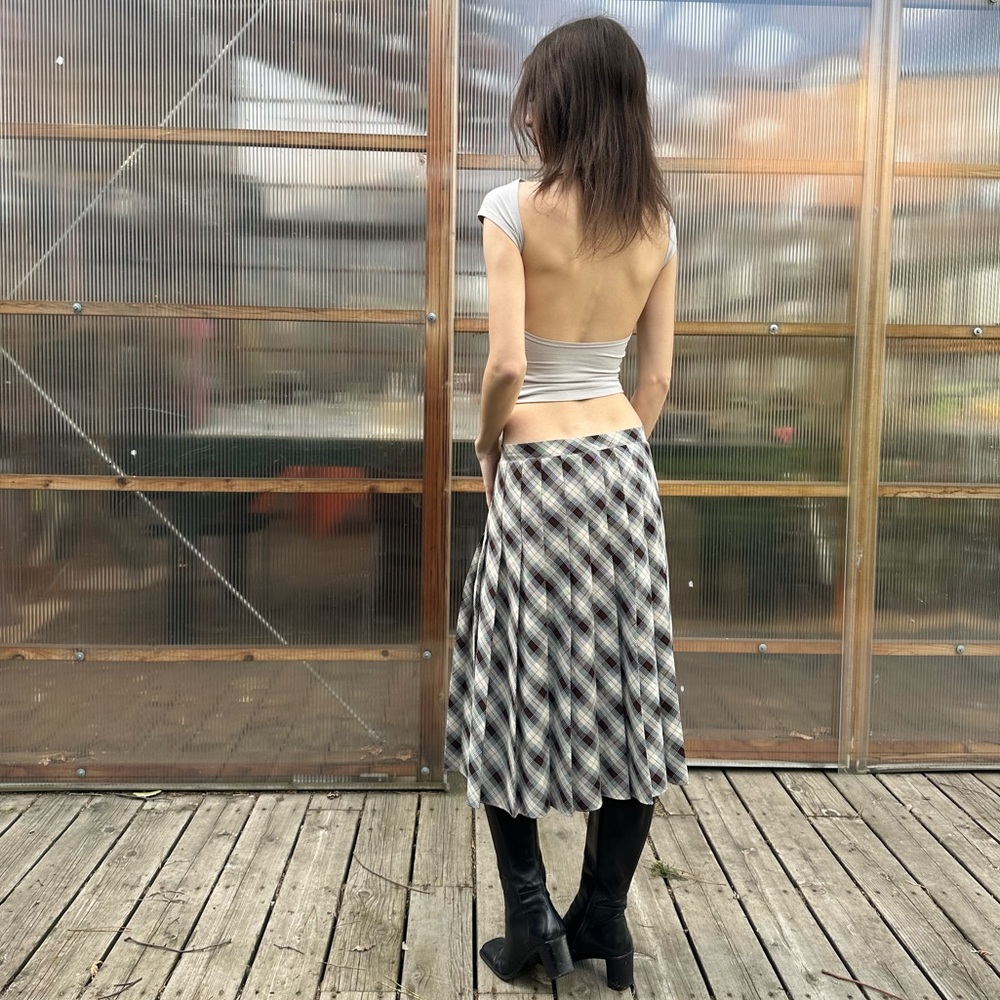 Danielle Guizio Gibson Pleated Plaid Skirt